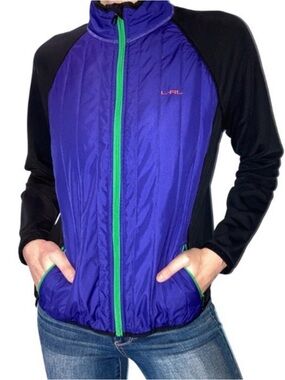 Lauren Active Ralph Lauren LRL Hybrid Puffer Jacket Purple Black Green Size L